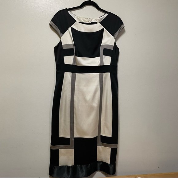 JAX Color Block Cap Sleeve Body Con Wiggle Dress size 14 - Picture 1 of 8